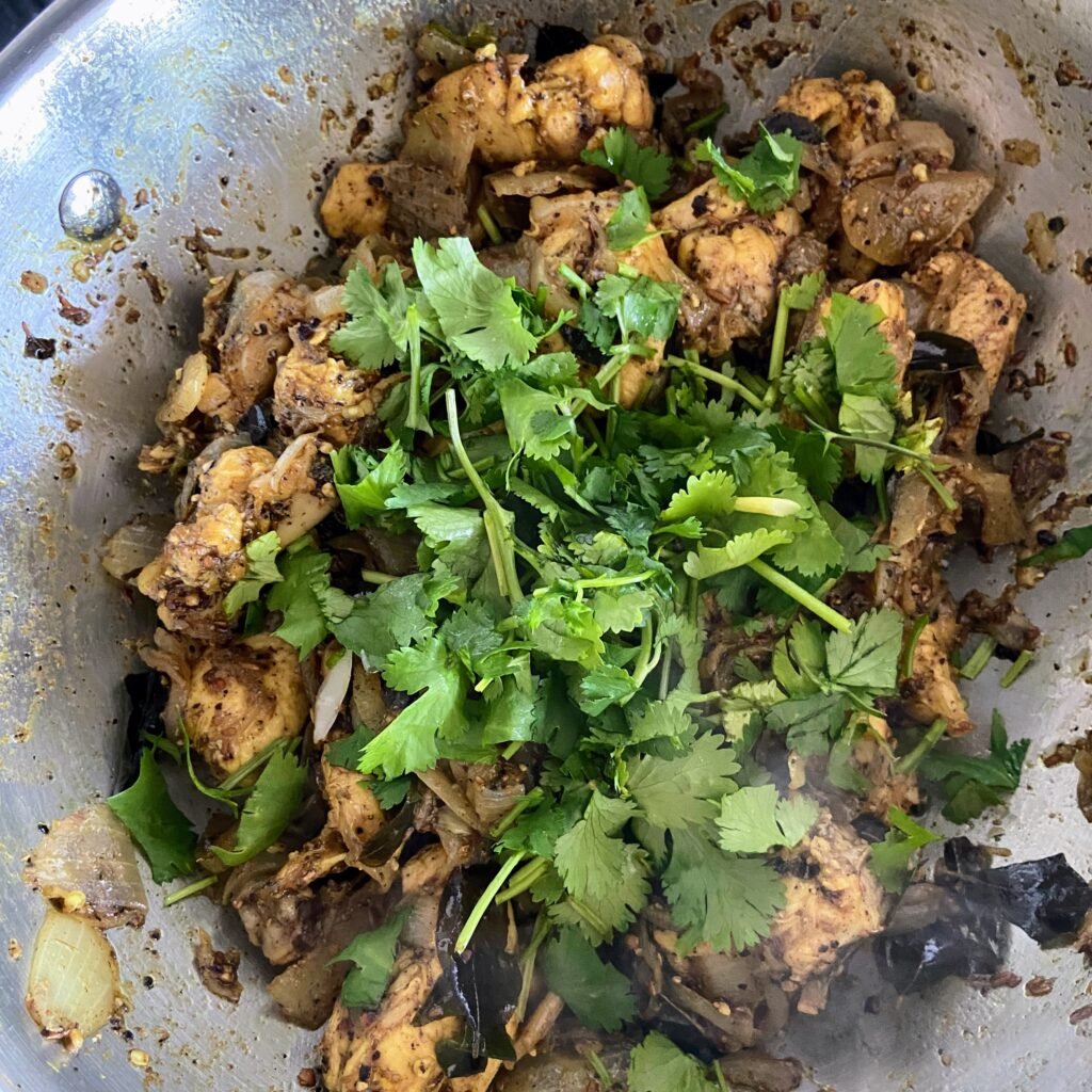 Chicken Pepper dry with coriander leaves as garnish by Yashasvi Mohandas