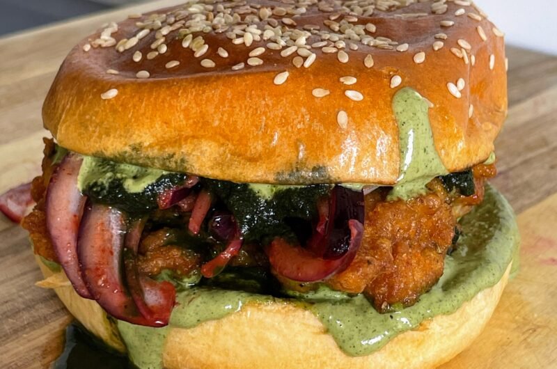 Bangalore Style Fried Chicken Kabab Burger