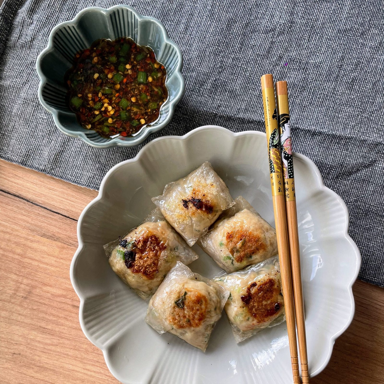 Thai Basil Chicken Dumplings with Easy Dipping Sauce