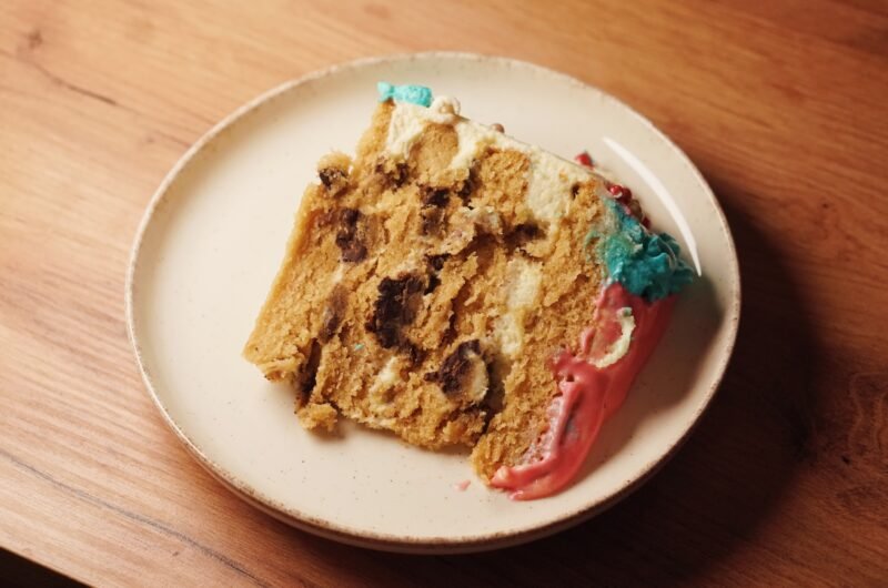 Brown Sugar Vanilla Cake with Brown Butter Cookie Chunks & White Chocolate Mousse